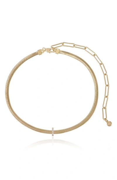 Shop Ettika Pavé Cubic Zirconia Initial Charm Necklace In Gold - I