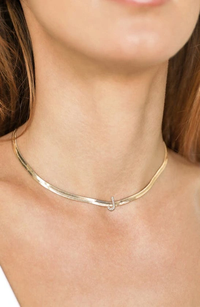 Ettika Cubic Zirconia Initial Charm Necklace In Gold - J