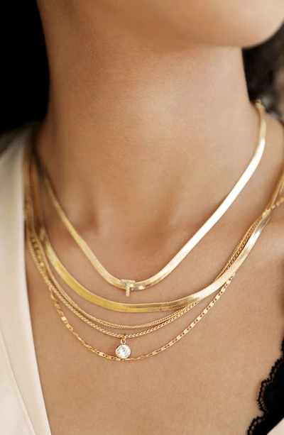 Shop Ettika Pavé Cubic Zirconia Initial Charm Necklace In Gold - T