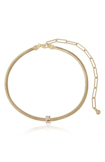 Shop Ettika Pavé Cubic Zirconia Initial Charm Necklace In Gold - E