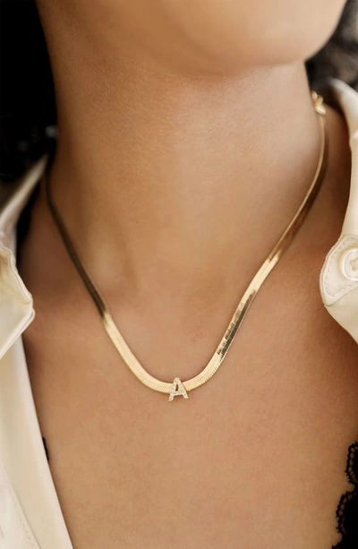 Ettika Initial Herringbone 18k Gold Plated Necklace In Gold - A