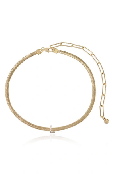 Ettika Initial Herringbone Chain Necklace In 18k Gold Plated, 12 In Gold - L