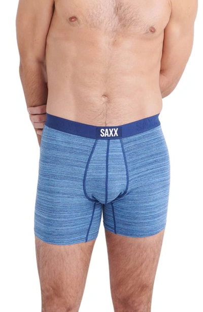 Shop Saxx 2-pack Vibe Super Soft Slim Fit Boxer Briefs In Spacedye Heather/ Navy