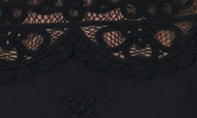 Shop Carolina Herrera Embroidered Balloon Sleeve Lace Top In Black