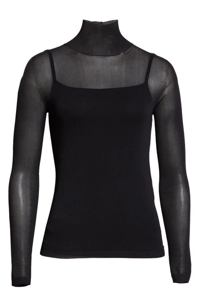 Shop Max Mara Fatuo Semisheer Turtleneck Sweater In Black
