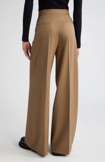 Shop Max Mara Libbra Pleated Wide Leg Virgin Wool & Mohair Pants In Mud