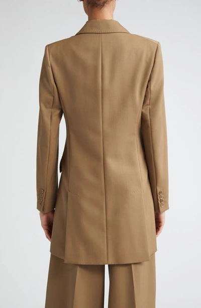 Shop Max Mara Caprile Wool & Mohair Long Blazer In Mud