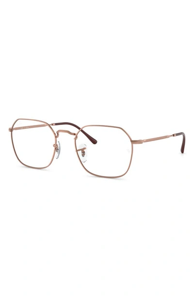 Ray Ban Jim 53mm Irregular Optical Glasses In Rose Gold