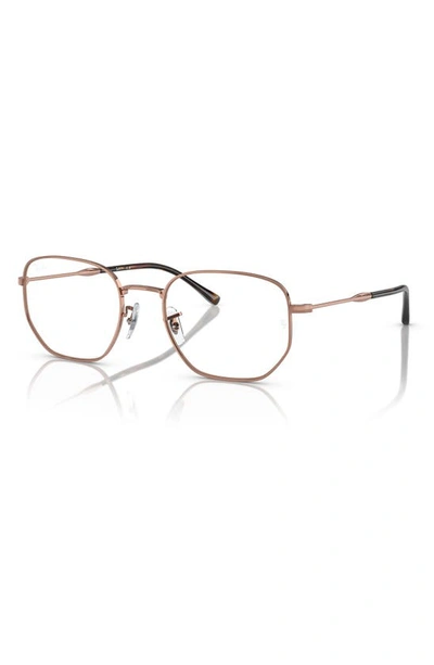 Shop Ray Ban 53mm Irregular Optical Glasses In Rose Gold