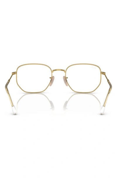 Shop Ray Ban 53mm Irregular Optical Glasses In Gold Flash