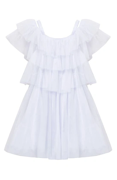 Shop Habitual Kids' Ruffle Mesh Dress In White