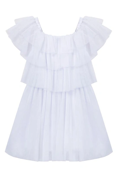 Shop Habitual Kids' Ruffle Mesh Dress In White