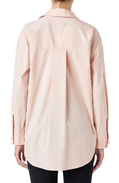Endless Rose Embellished Oversize Cotton Shirt In Dusty Pink
