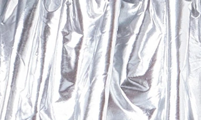 Endless Rose Metallic Tiered One-shoulder Peplum Top In Silver