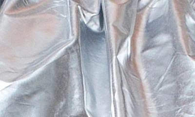 Endless Rose Metallic Tiered One-shoulder Peplum Top In Silver