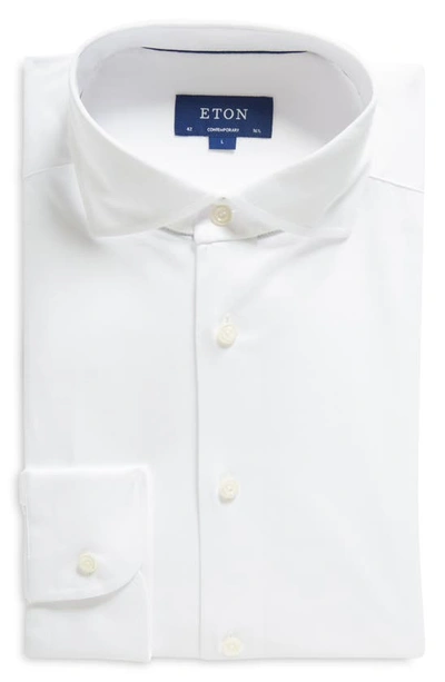Shop Eton Contemporary Fit Jersey Dress Shirt In Natural