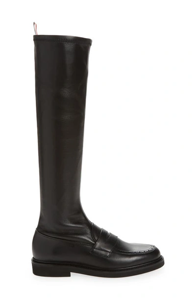 Shop Thom Browne Penny Knee High Boot In Black