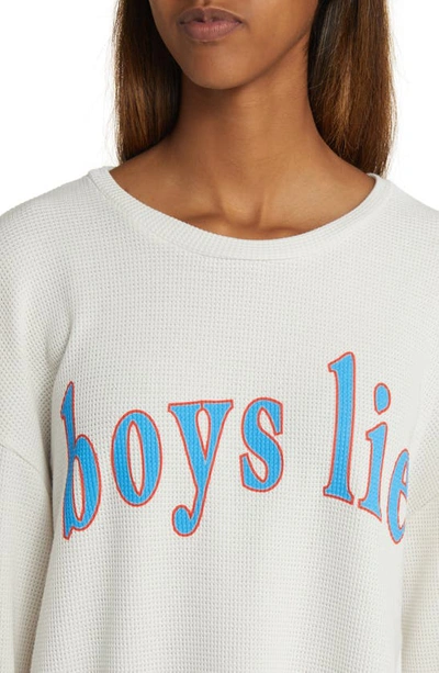 Shop Boys Lie Electric Love Long Sleeve Thermal Knit Graphic T-shirt In White