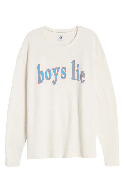Shop Boys Lie Electric Love Long Sleeve Thermal Knit Graphic T-shirt In White