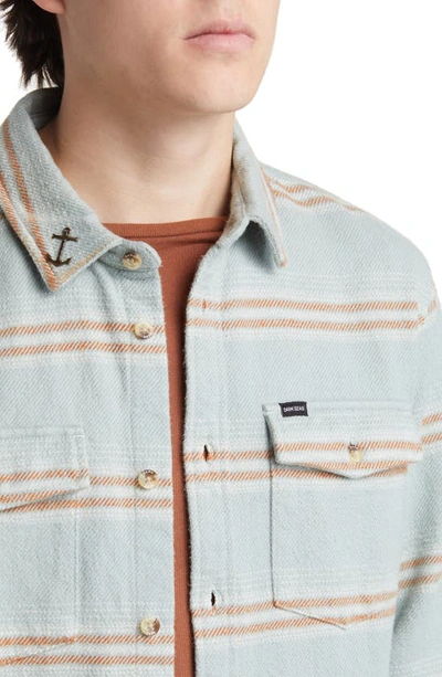 Shop Dark Seas Coffman Stripe Cotton Button-up Shirt In Smoke