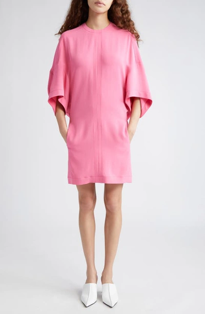 Shop Stella Mccartney Oversized Cape Sleeve Cady T-shirt Dress In Bright Pink