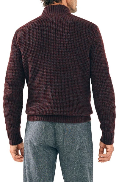 Shop Faherty Wool & Cashmere Quarter Button Sweater In Maroon Rock Marl