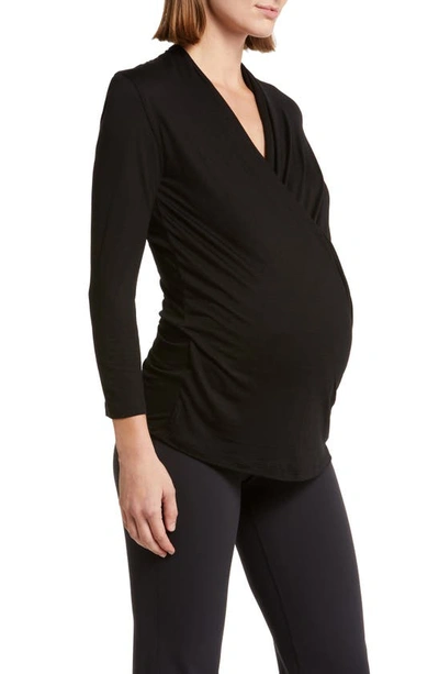 Shop Accouchée Surplice V-neck Maternity/nursing Top In Black
