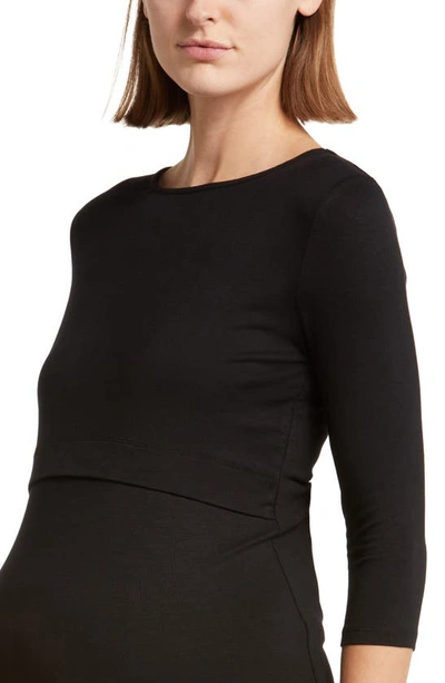 Shop Accouchée Stretch Jersey Maternity/nursing Dress In Black