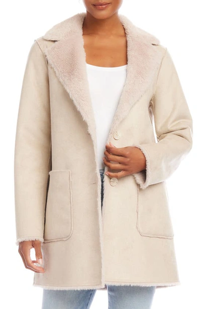 Shop Karen Kane Faux-fur Lined Coat In Stone