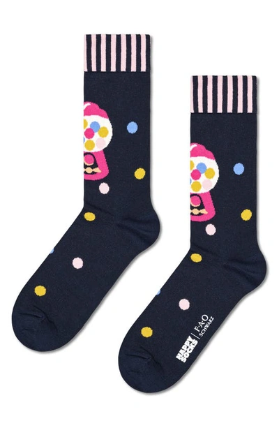 Shop Happy Socks Bubblegum Crew Socks In Navy