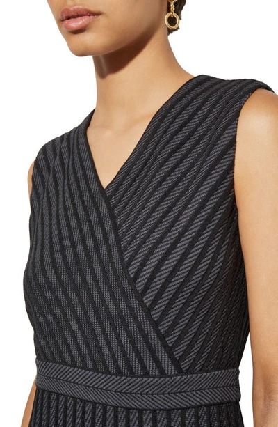Shop Ming Wang Stripe Sleeveless Midi Sweater Dress In Blk/ Granite