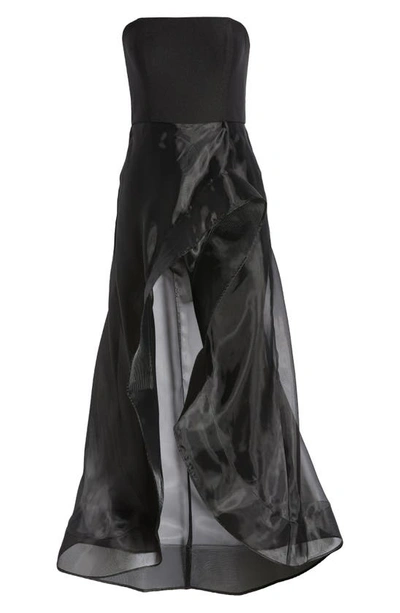 Shop Hutch Ember Strapless Jumpsuit In Black Stretch Crepe/ Organza