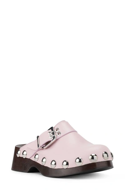 Shop Ganni Retro Studded Clog In Pale Lilac