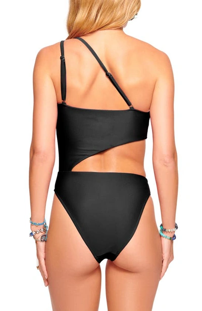 Shop Ramy Brook Nyomi Ruffle Cutout One-piece Swimsuit In Black