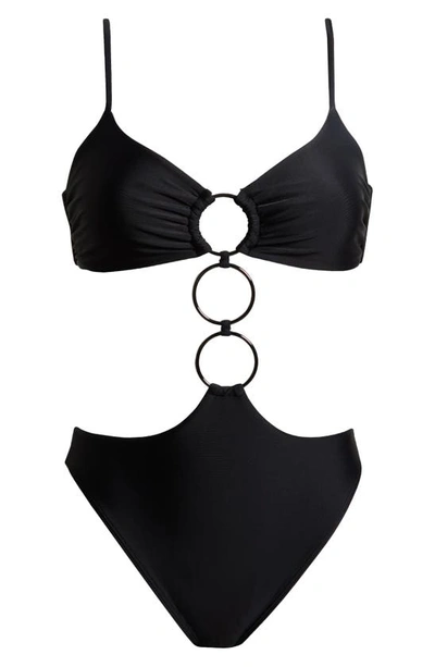 Shop Ramy Brook Zayla O-ring One-piece Swimsuit In Black