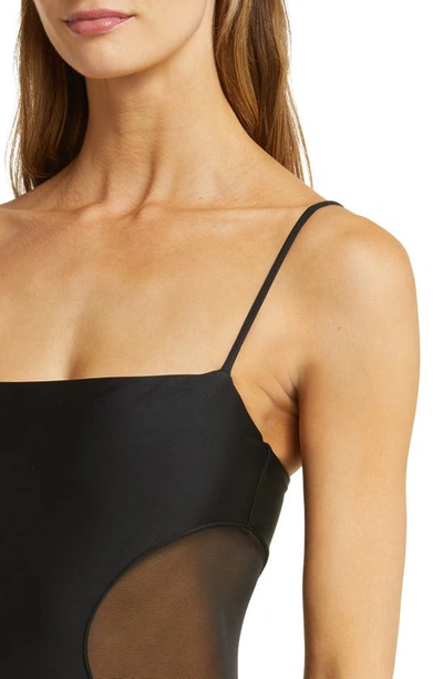 Shop Ramy Brook Novalee Mesh Inset One-piece Swimsuit In Black