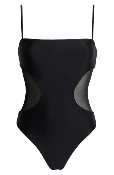 Shop Ramy Brook Novalee Mesh Inset One-piece Swimsuit In Black