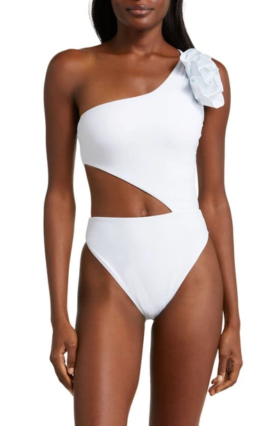 Shop Ramy Brook Nyomi Ruffle Cutout One-piece Swimsuit In White