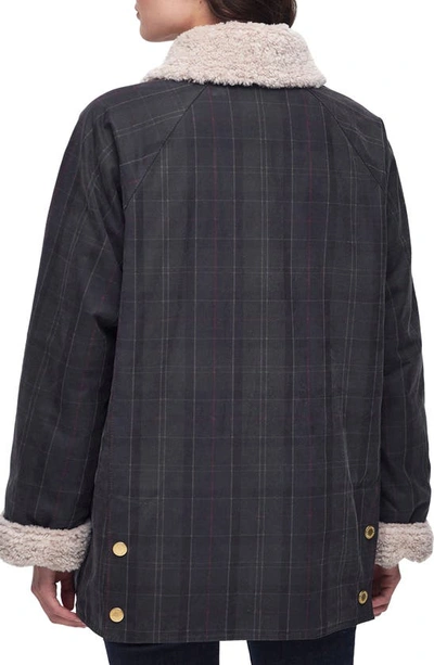 Shop Barbour Swainby Windowpane Plaid Waxed Cotton Barn Jacket In Dull Classic/ Classic