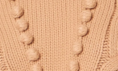 Shop English Factory Mixed Media Cable Stitch Sweater In Tan/ White