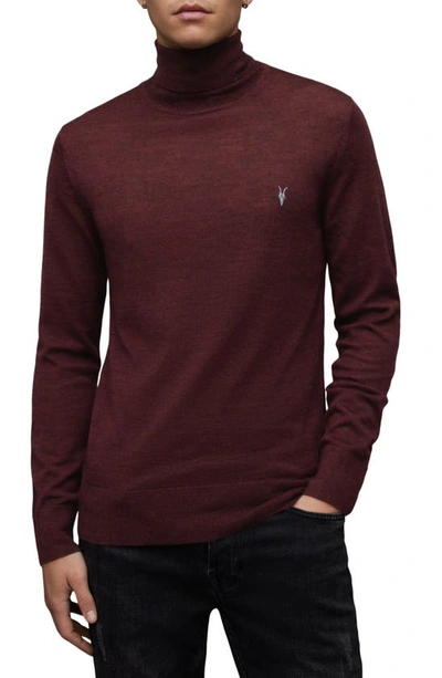 Shop Allsaints Mode Merino Wool Turtleneck Sweater In Mars Red Marl