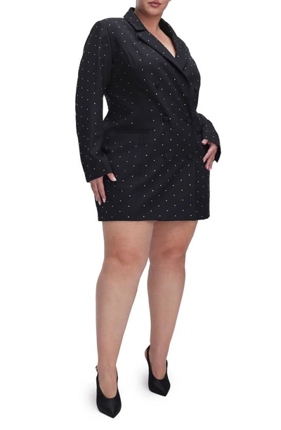 Shop Good American Executive Crystal Blazer Dress In Black001