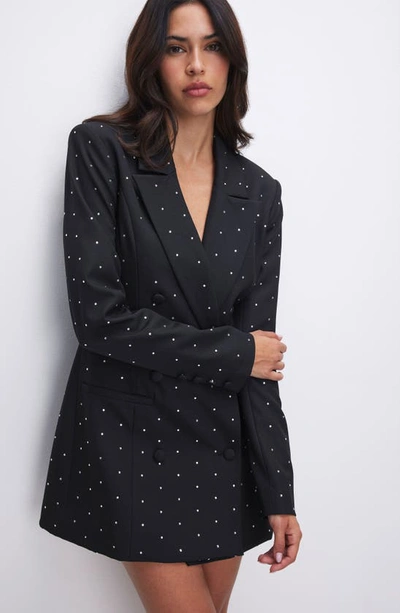 Shop Good American Executive Crystal Blazer Dress In Black001