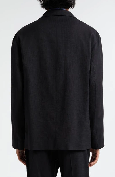 Shop Lemaire Double Breasted Wool & Silk Workwear Sport Coat In Black Bk999