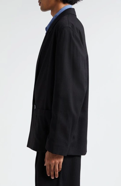 Shop Lemaire Double Breasted Wool & Silk Workwear Sport Coat In Black Bk999