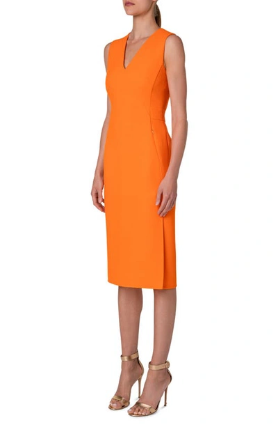 Akris Virgin Wool Crepe Sheath Dress In Pumpkin
