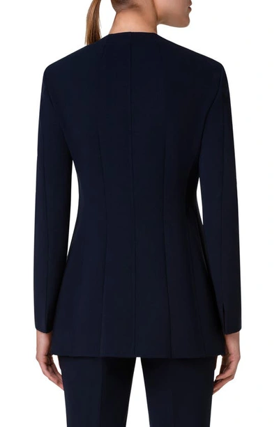 Shop Akris Double Face Stretch Wool Jacket In Navy