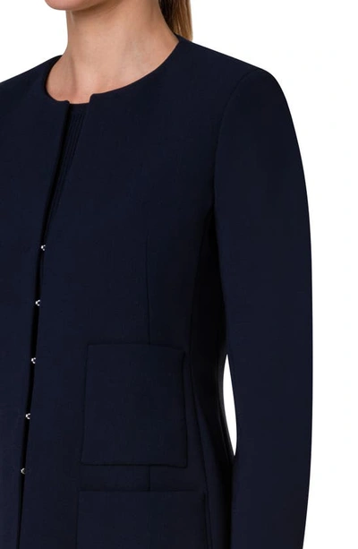 Shop Akris Double Face Stretch Wool Jacket In Navy
