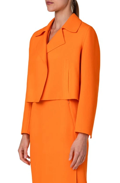 Shop Akris Virgin Wool Crepe Jacket In 562 Pumpkin