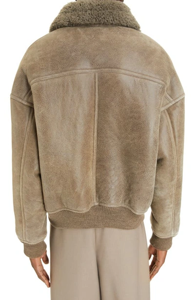 Shop Ami Alexandre Mattiussi Genuine Shearling Bomber Jacket In Taupe/ 281